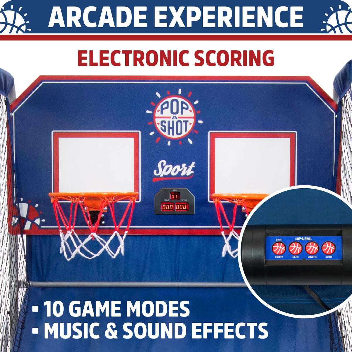 Pop-A-Shot Dual Shot Sport | 2-Hoop Indoor Electronic Arcade Basketball